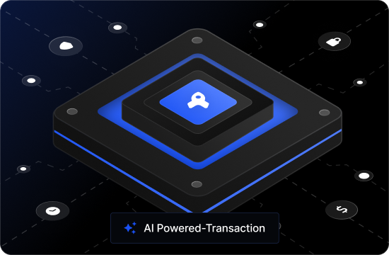 AI-powered processing diamond icon with blue glow